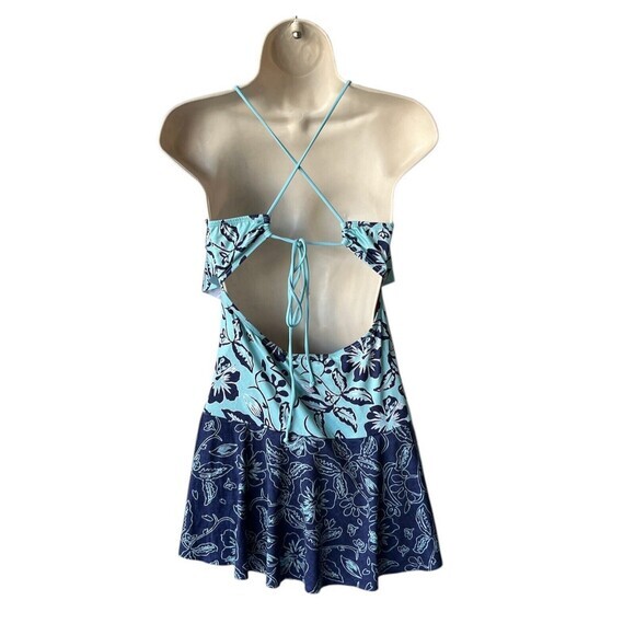 NWT LOCO Boutique Size Medium Swimsuit Swim Dress One Piece‎ Tropical Blue Green - Picture 2 of 11